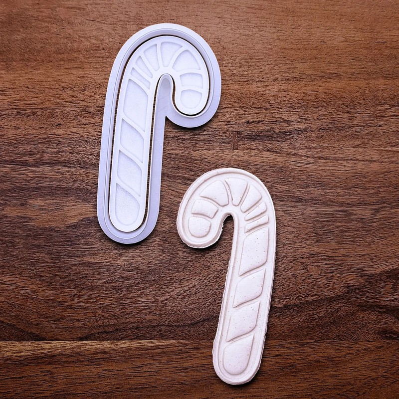 Christmas Candy Cane Cookie Cutter & Stamp Set: 2" to 10" Baking Craft Clay Mold gallery