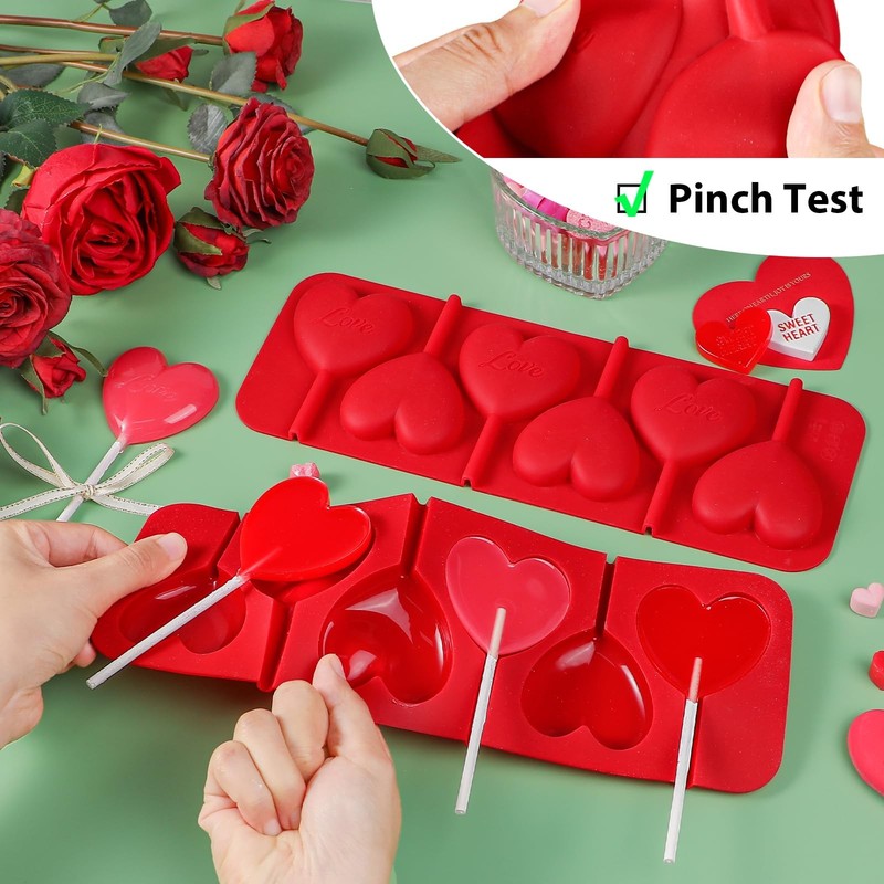 Heart Lollipop Molds 6 Holes Shaped Chocolate Candy Sucker Mold 2 Pack Set gallery