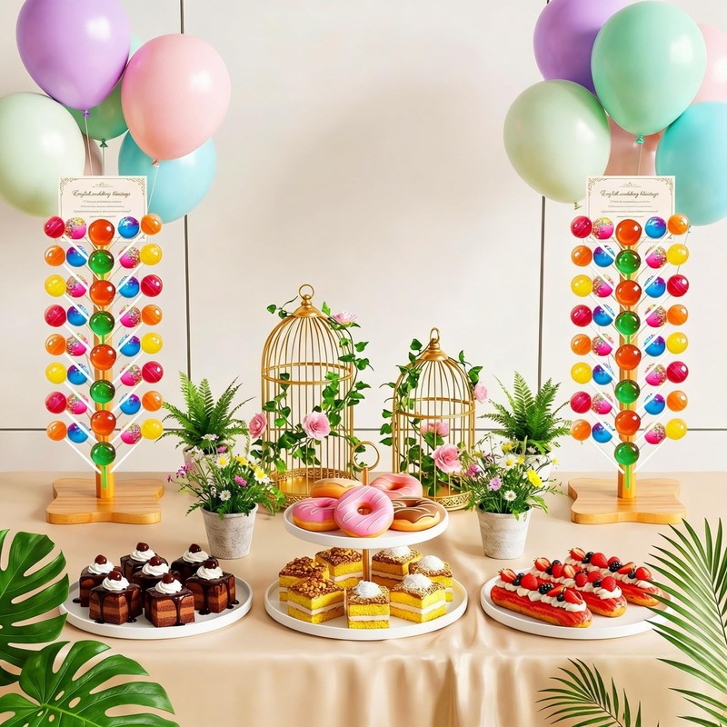 2 Pack Wood Cake Pop Stand, 48 Holes Wooden Lollipop Holder, Decorative Candy... gallery