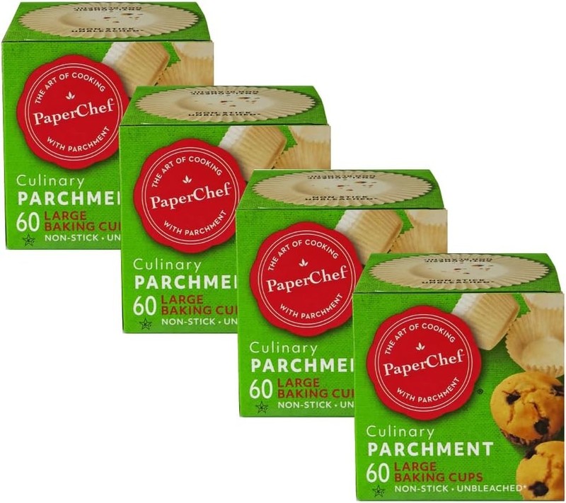 Large Parchment Baking Cups Easy Release Non-Stick Unbleached Compostable 4 Pack