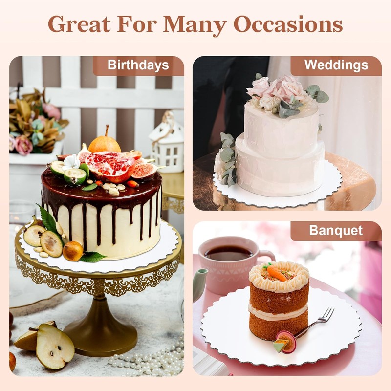 Cake Boards 6 inch Round, White Scalloped Edges Food Graded Greaseproof Cake ... gallery