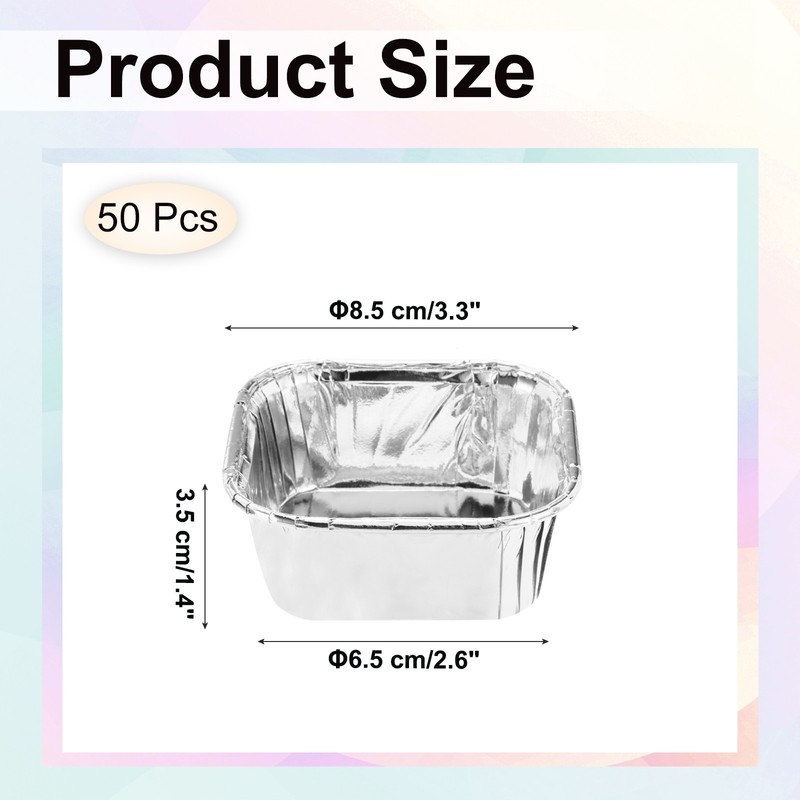 50 Pcs Cupcake Liners, Double Sided Aluminum, Silver (Square) gallery