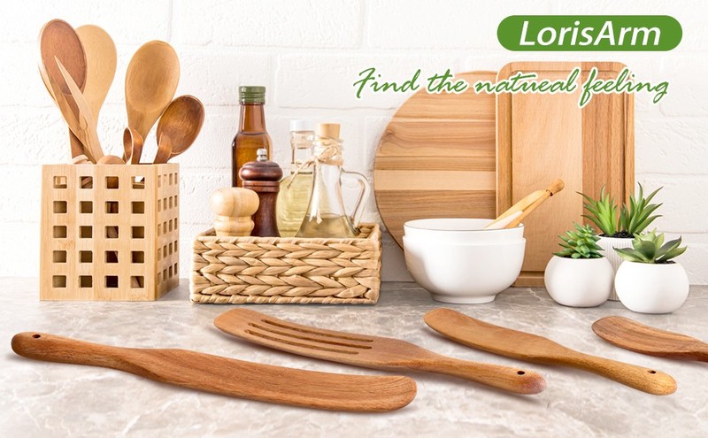 Wooden Handle Spatula Set, 12" & 9" Rubber Spatula Silicone gallery