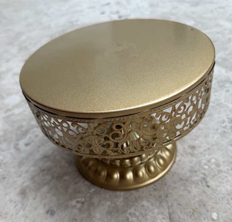 Gold Metal Round Antique Style Cake Stand / Tray gallery