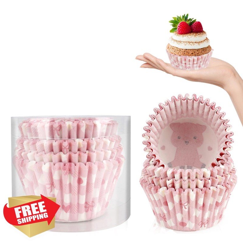 Kiopdse Cupcake Liners Pink Pig 100pcs