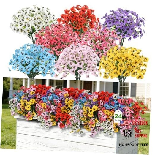 24 Bundles Artificial Pansy Flowers, No Leaves Faux Silk Pansies 1 Multi Color