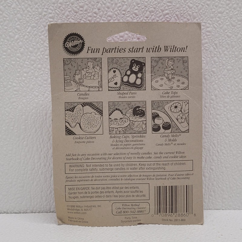 Vintage 1998 Wilton Happy Birthday Party Time Candles & Cake Decorations gallery