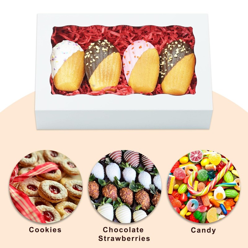 20pcs 8x5x2 Inch Cookie Boxes White Bakery Boxes Strawberry Box gallery