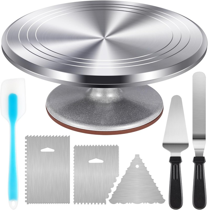 Aluminium Cake Turntable Set Baking Tools W/ Revolving 12″ Cake Stand Decorating