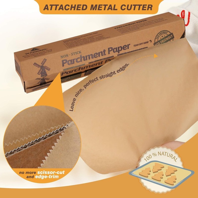 Hiware Unbleached Parchment Baking Paper Roll 15 X 200 Ft 250 Sq Ft gallery