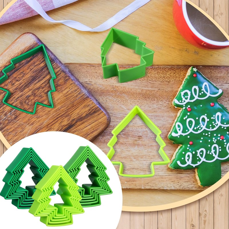 3 Sets Christmas Tree Cookie Cutters, Plastic Christmas Cookie Cutter Tools f... gallery
