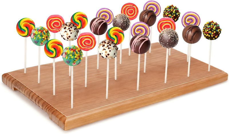 Wooden Cake Pop Stand for Drying, 24 Holes Cake Pop Display Stand with Sticks an