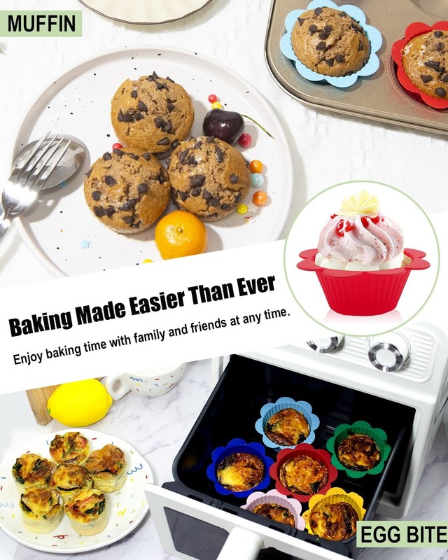 24 Pcs Silicone Muffin Liners with Tabs, Reusable Cupcake Liners for Steel Mu... gallery