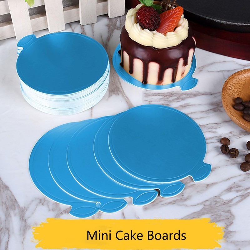Mini Cake Boards Round 3.15 Inch 100 PCS Blue Mousse Cupcake Base Dessert gallery