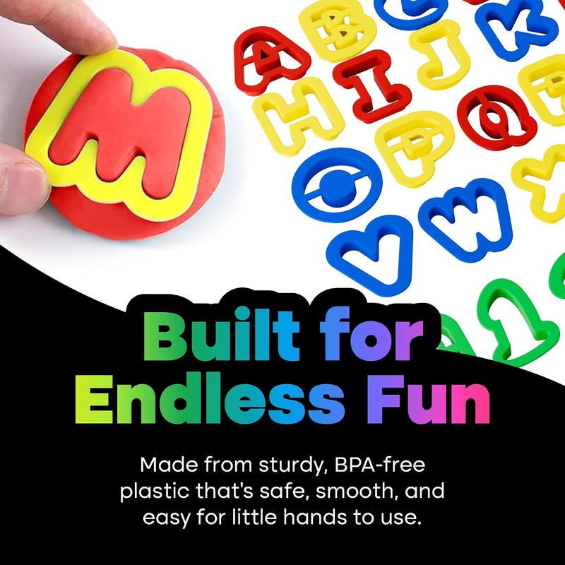 41-Piece Alphabet Cutters Set – ABC Letter and Number Mold Kit with Bright Co…