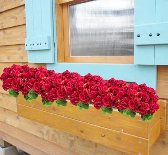 4PCS Red Artificial Geraniums Flowers Faux Geraniums Flowers Outdoor UV gallery