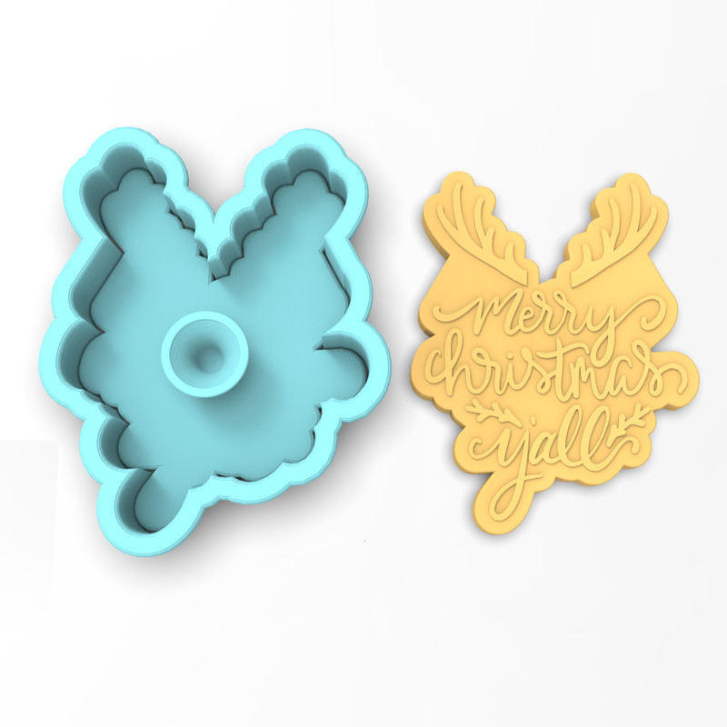 Merry Christmas Y'All Cookie Cutter & Stamp | Holiday Xmas Winter Antler Navidad gallery