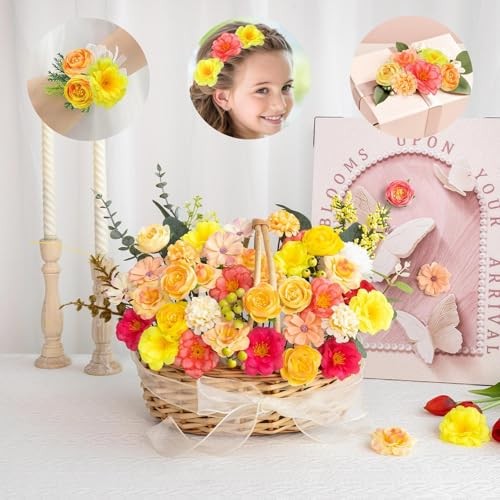 Fake Flower Heads Mini Silk Flowrs Bulk Small Flower 3D Loose Faux Orange gallery