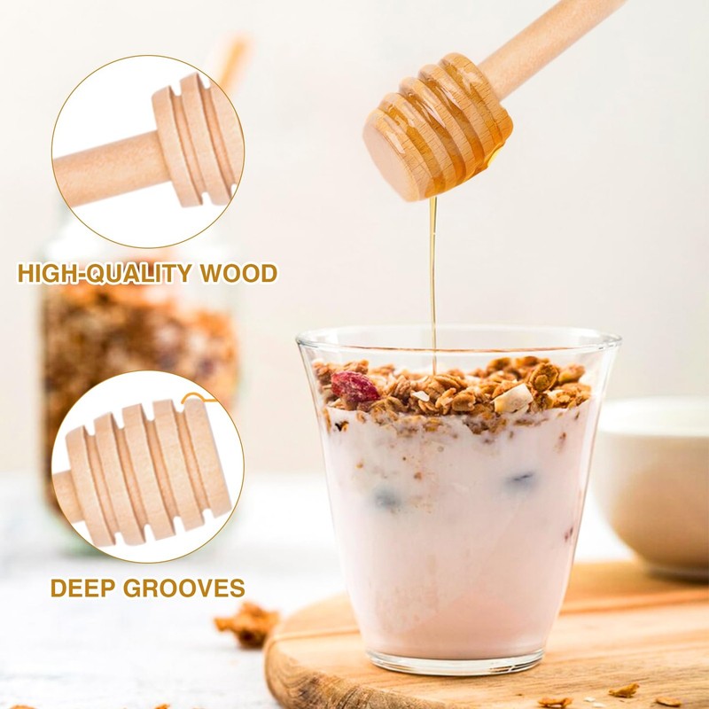24 Pack Wooden Honey Dipper Sticks Honeycomb 4 Inch Mini Stirrer Jar Drizzle gallery