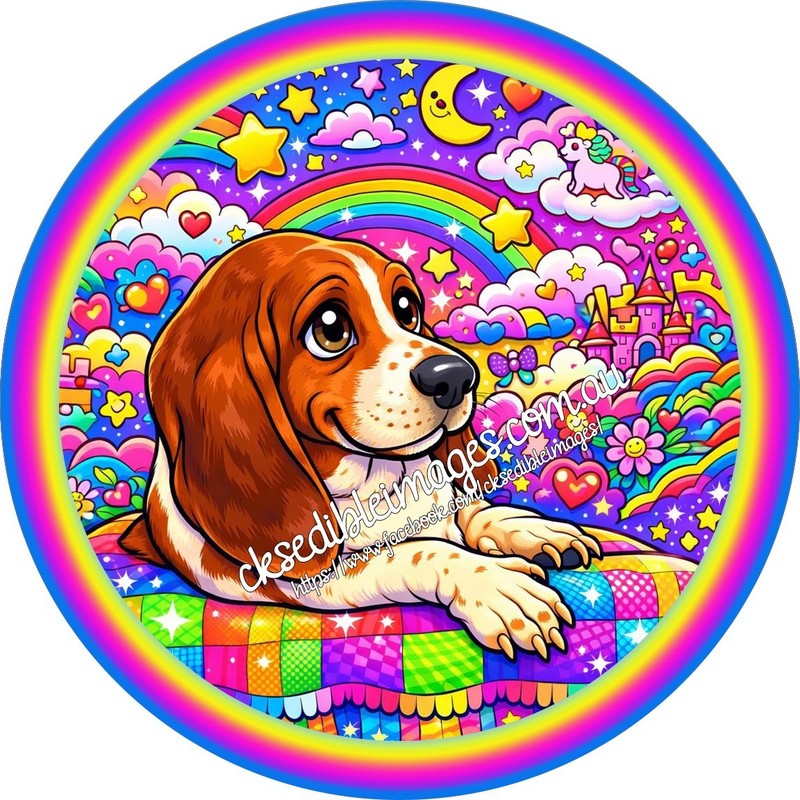 Dog/ Pup, Basset Hound Edible Image Cake Cupcake Icing wafer Topper 5-8 Inches