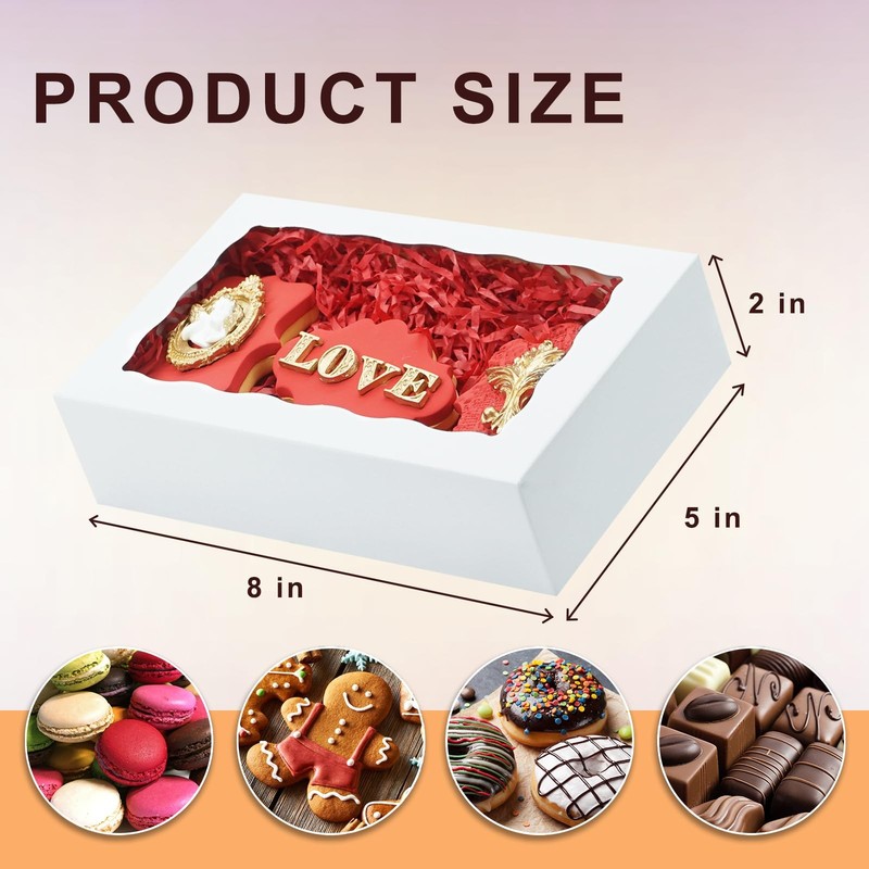 20pcs 8x5x2 Inch Cookie Boxes White Bakery Boxes Strawberry Box gallery