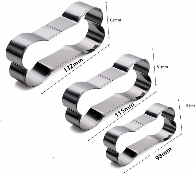 Stainless Steel Metal Dog Bone Shape Cookie Cutter Set, Puppy Crafts Biscuit Mol gallery