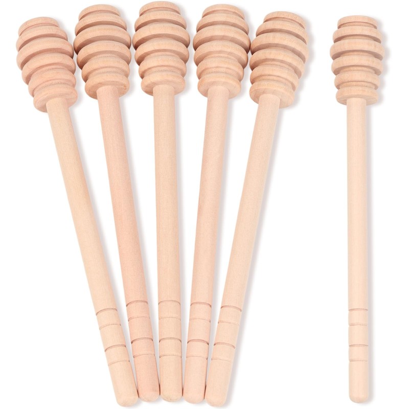 6 Pack 6 Inch Wooden Honey Spoon Mixing Stirrer Honey Dipper Sticks Party Favors