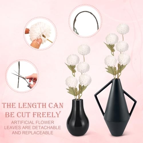 Artificial Flowers 12pcs Ball Chrysanthemums for Weddings Silk with White gallery