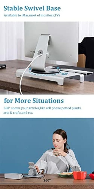 360° Rotation Monitor Swivel Base Aluminum Alloy Computer Screen Monitor Silver gallery