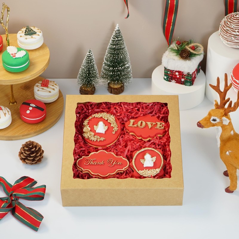 30 Pcs Brown Pie Boxes 8x8x2 Inches Bakery Boxes with Window Cookie Box gallery