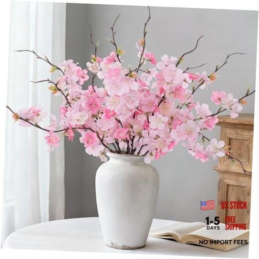 12 PCS Faux Cherry Blossom Branches Decor 18.11 Inch 12pcs-18.11 Inch Pink