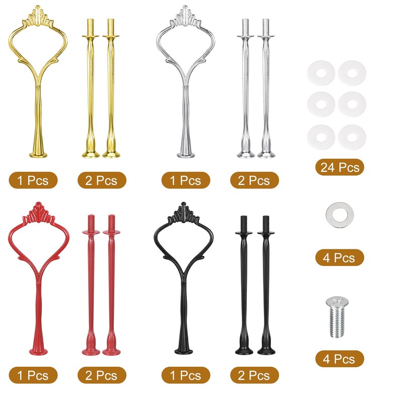 4 Set 3-Tier Cupcake Stand Hardware Handles Crown Red/Gold/Silver/Black gallery