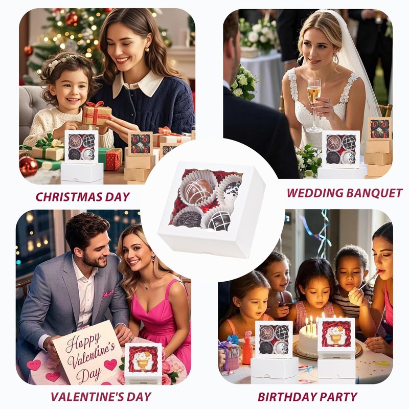 40 Pack Bakery Boxes 4x4x2 Inches Cookies Boxes Mini Bundt Cake Boxes Pie Box... gallery