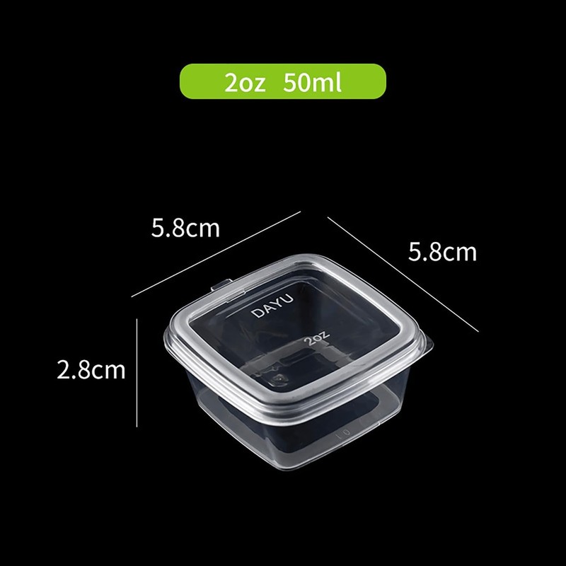 Square-shaped Disposable Sauce Cup Set - All-in-One Design with 4 Size Options, gallery