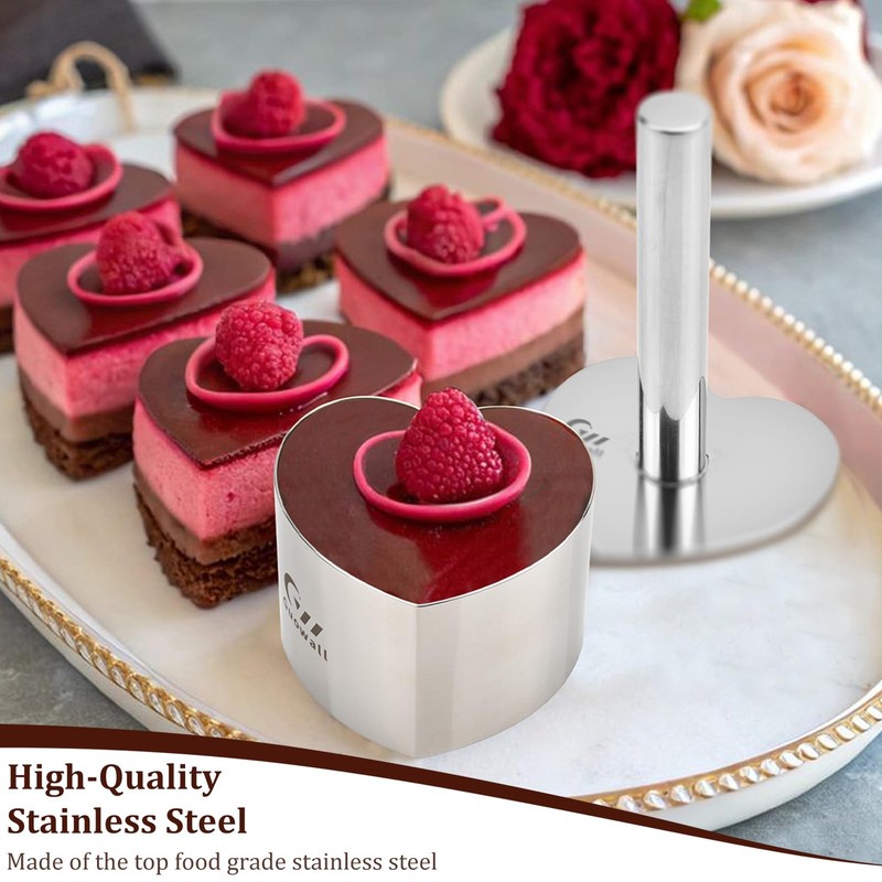 Heart Shaped Seamless Cake Ring 3 inch Mousse Mold for Baking Nonstick Stainl... gallery