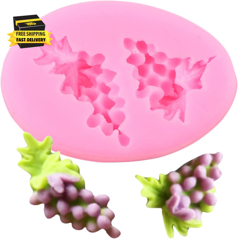 Grape Fruit Silicone Molds Grape Leaves Fondant Mold for Sugar Cake Decorating C