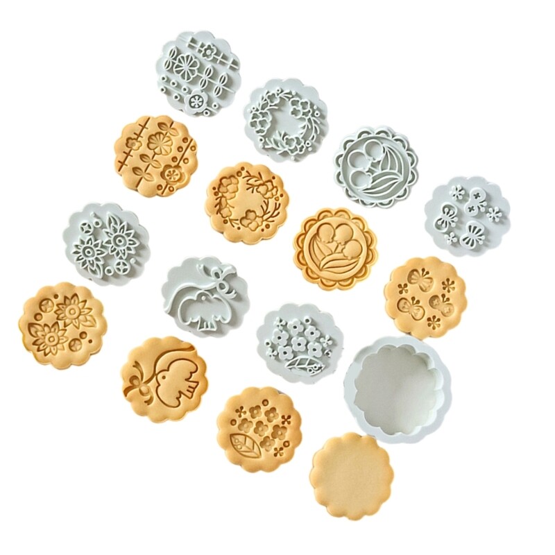 Set of 8 Flower Shape Cookie Molds Dessert Baking Moulds Biscuit Moulds gallery
