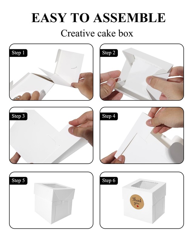 15Pcs Mini Cake Boxes, 4x4x4 Inches Bakery Boxes with Window, Small Dessert B... gallery