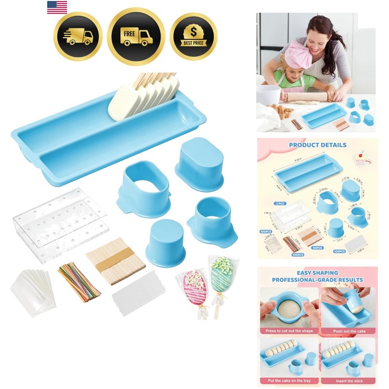 Cakesicle Cutter and Cake Pop Mold Set with Acrylic Stands, Tray, Sticks, Cel…