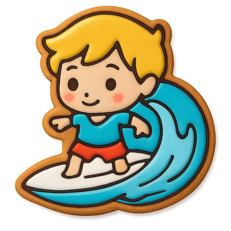 Wave Riding Chibi Boy Cookie Cutter & Stamp, Fondant & Clay - 4x3.2 gallery