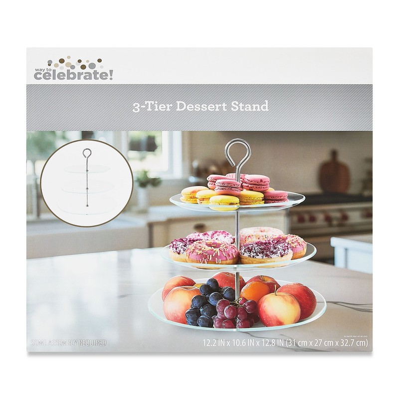 Glass 3 Tier Stand 12.87x13 W/ Heavy Duty & Dishwasher Safe For Cupcakes gallery