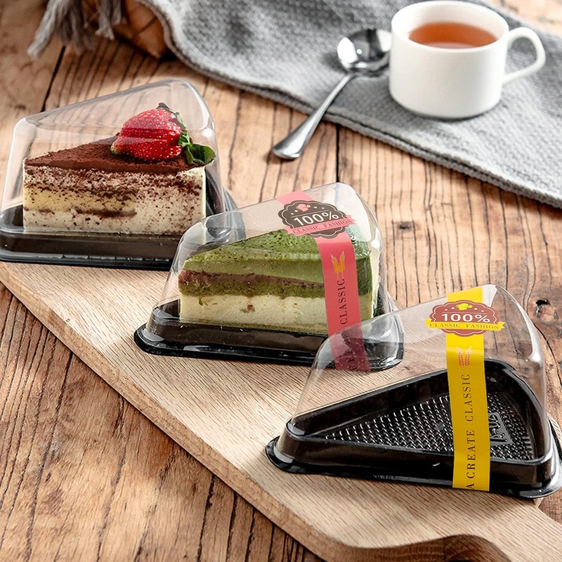 50 Pack Cake Slice Containers, Clear Plastic Cheesecake Containers Disposable... gallery