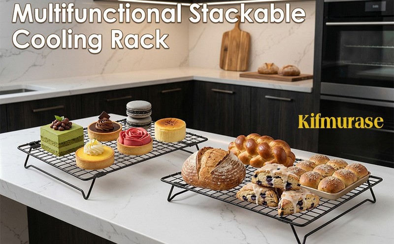 3PCS Stackable Cooling Rack for Baking, 13.3 x 9.3 Inch Carbon Steel Wire Rack gallery