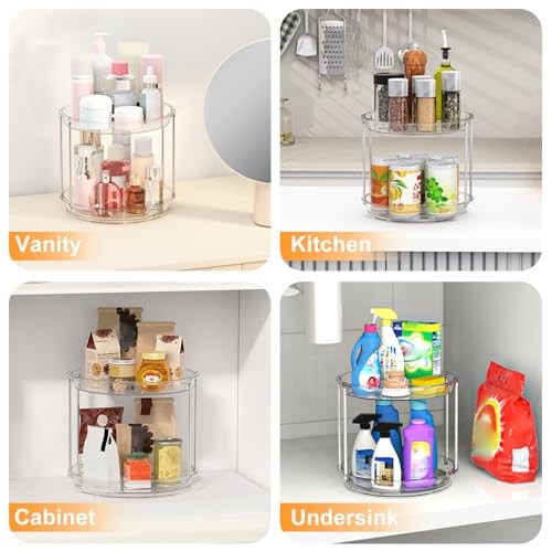 360 Rotating Makeup Organizer – 2 Tier Lazy Susan Turntable Organizer, Clear gallery