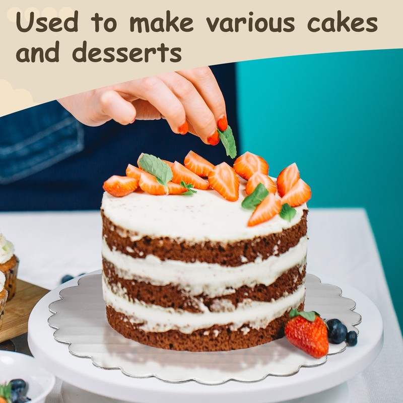 10 Pcs Scalloped Cake Circle Base, 10.9 Inch Cake Cardboards, White gallery