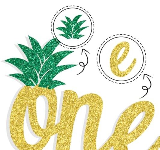Pineapple One Cake Topper Gold Glitter, 1st Birthday Party Decorations, Aloha gallery