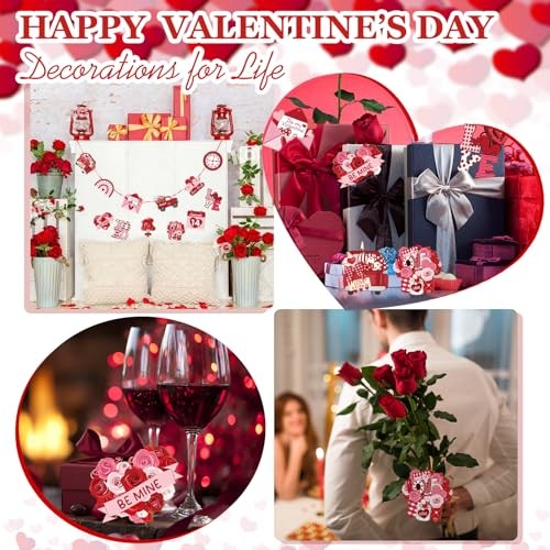 Valentine's Day Decoration for The Home 24 Pieces, Red Wooden Large Red Heart gallery