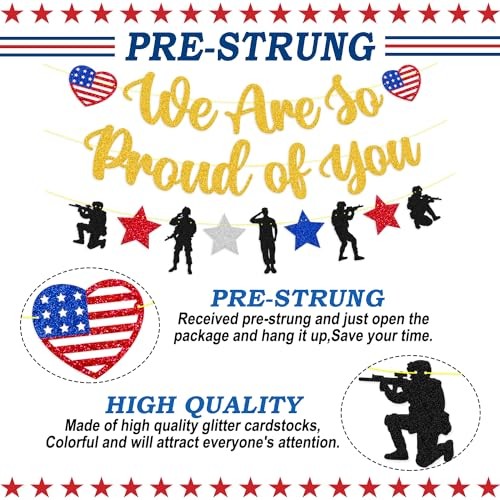 We Are So Proud of You Banner Military Going Away Party Decorations Patriotic gallery