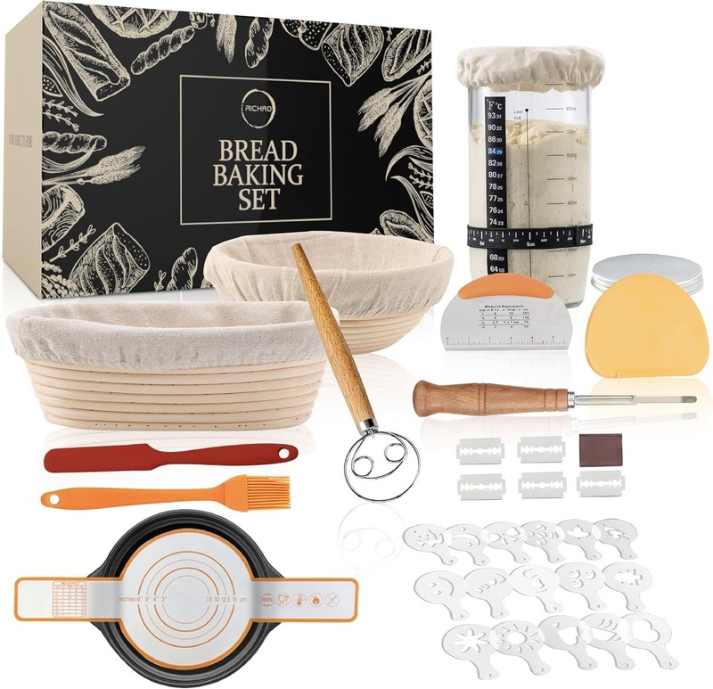 Banneton Bread Proofing Basket Set Sourdough Starter Kit 9″Round 10″Oval