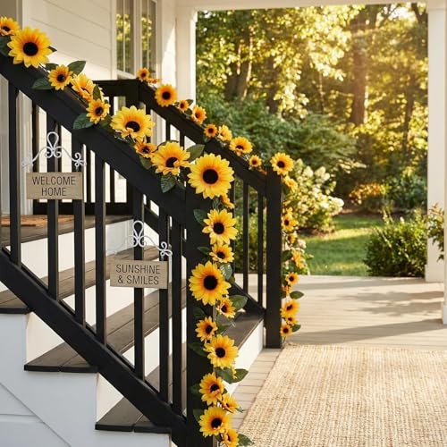 8Ft Sunflower Garland 4 Pack Artificial Sunflowers Hanging Vines Spring Sun1 gallery